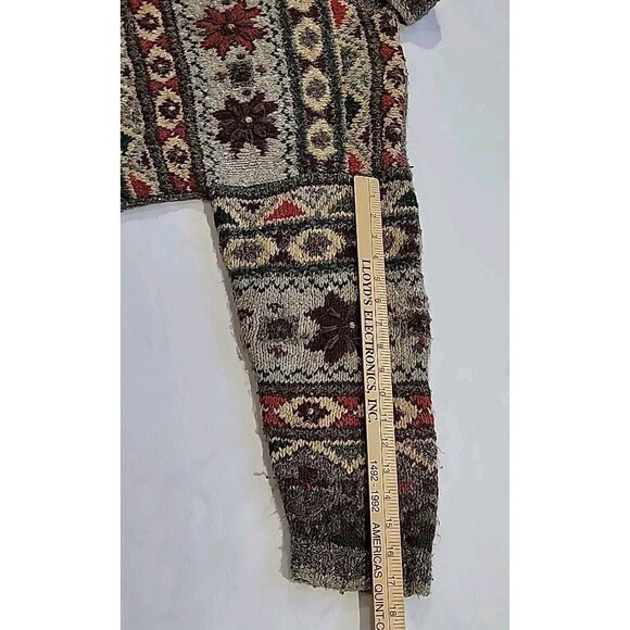Express Tricot Chunky Knit Sweater Size Med Fair Isle Wool Angora Acrylic Silk - Picture 15 of 15